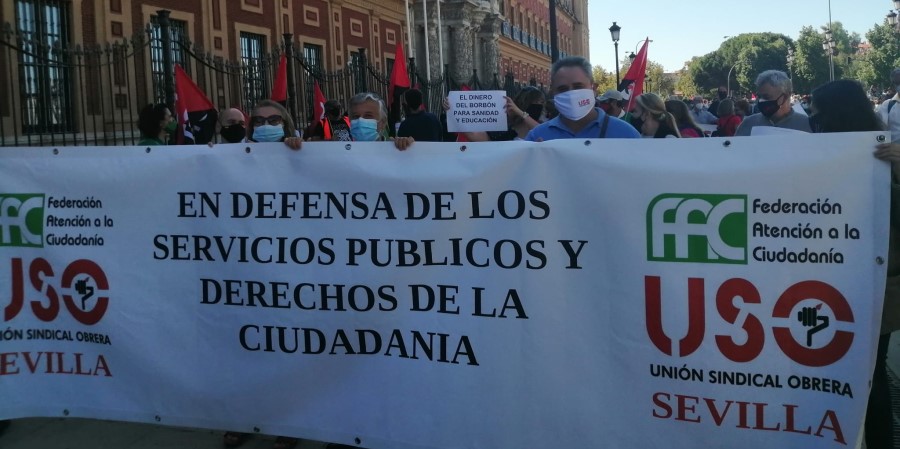 USO, en la manifestación en defensa de la sanidad y educación públicas. Sindicato USO-Andalucía
